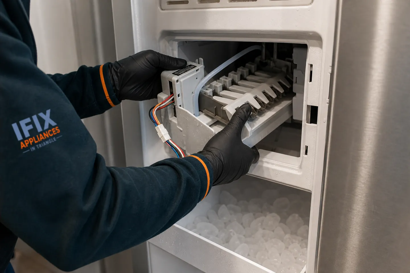 Ice Maker Repair — Ifix Appliances in Triangle technician at work in the Raleigh–Durham Triangle